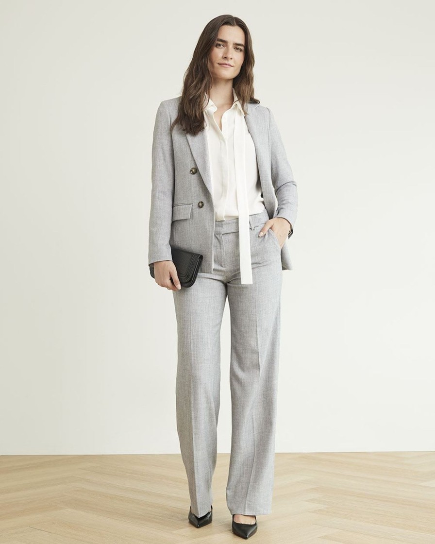 Women r.w. & co. Suits | Light Grey Open Double-Breasted Blazer Light Htr Grey-Sw