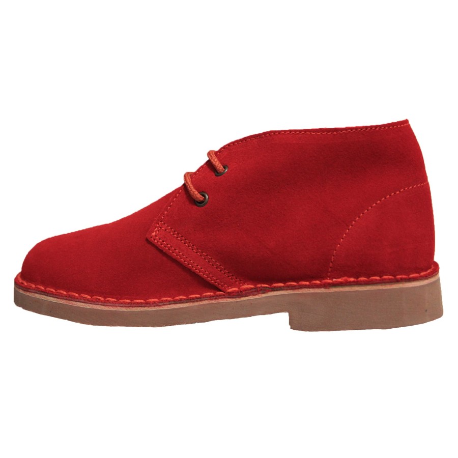 Men roamers Shoes | Roamers - Mens Real Suede Unlined Desert Boots Medium Red