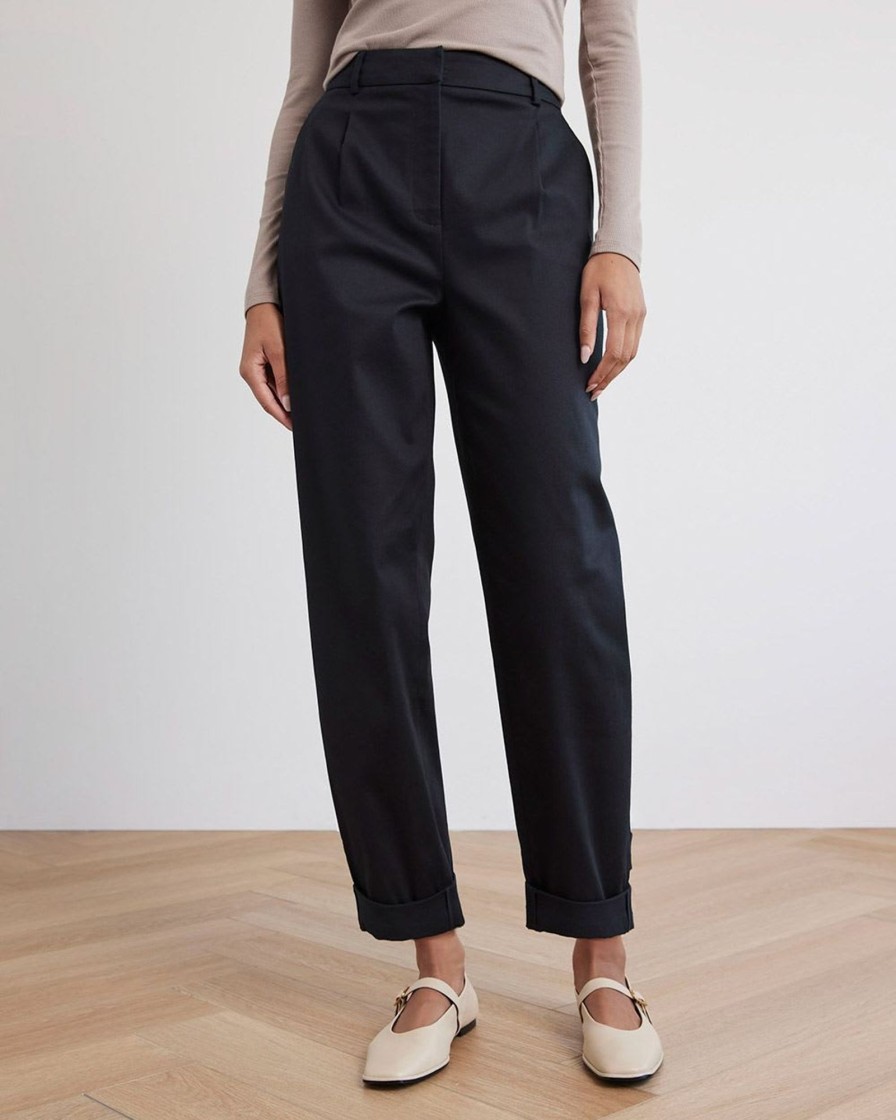 Women r.w. & co. Pants | Tapered-Leg High-Rise Chino Pant With Cuffs Black