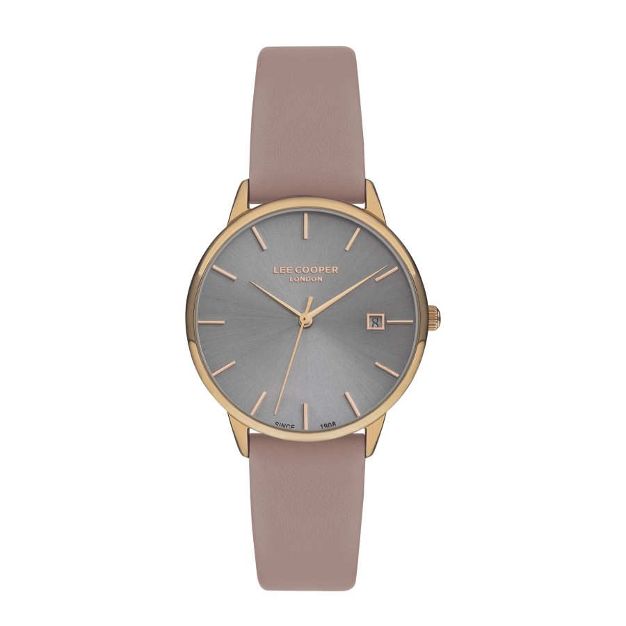 Women lee cooper Watches | Lee Cooper-Women'S Rose Gold 34Mm Watch W/Grey Dial Light Pink