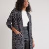 Women r.w. & co. Sweaters & Cardigans | Long-Sleeve Mock-Neck Buttoned-Down Cardigan Black Multi