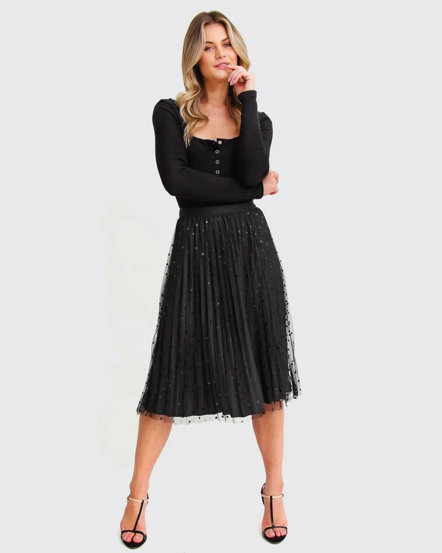 Women belle & bloom Skirts | Belle & Bloom Mixed Feeling Reversible Skirt Black