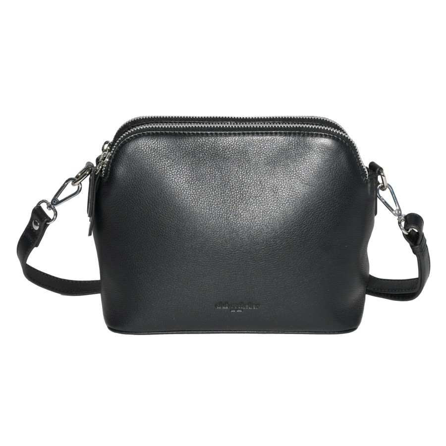 Women club rochelier Bags | Club Rochelier Leather Double Zipper Crossbody Black