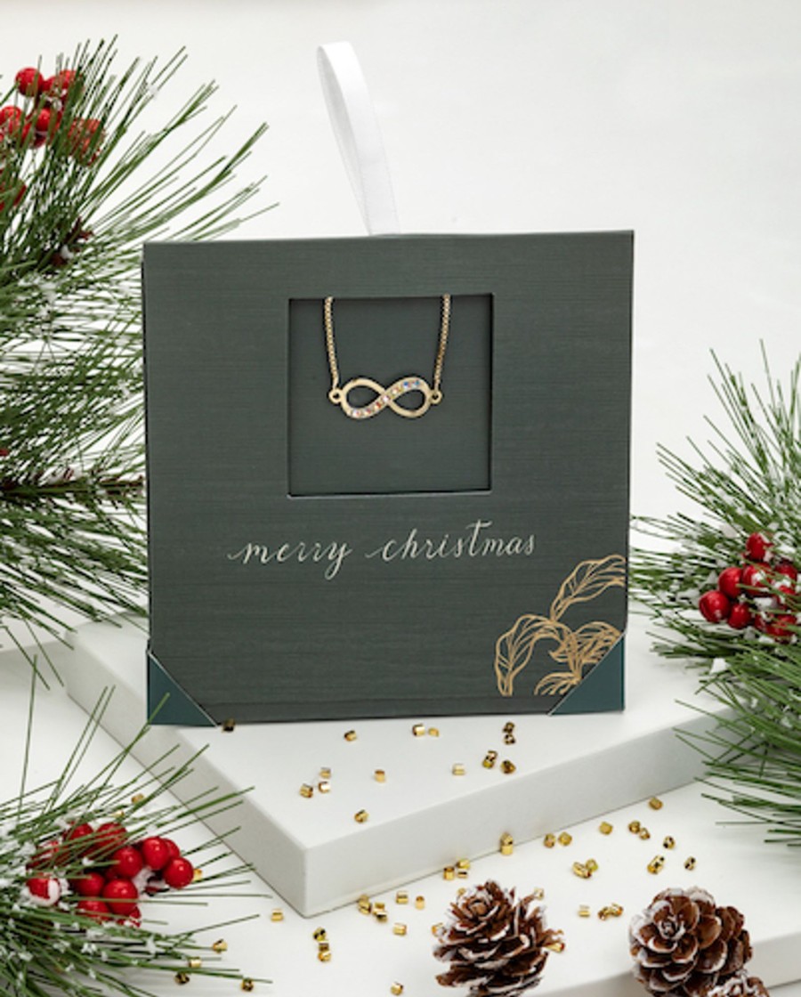 Women callura Jewelry | Holiday Gift Box With Tone & Aurora Borealis Crystal Infinity Adjustable Bracelet - Callura Gold