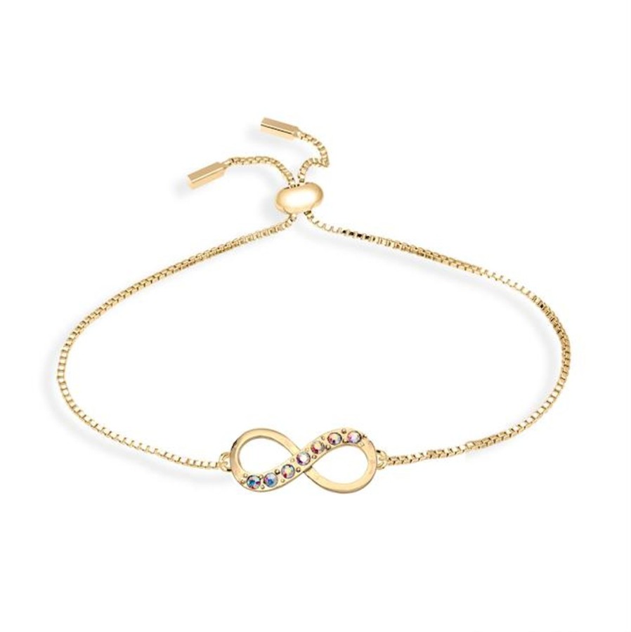 Women callura Jewelry | Holiday Gift Box With Tone & Aurora Borealis Crystal Infinity Adjustable Bracelet - Callura Gold