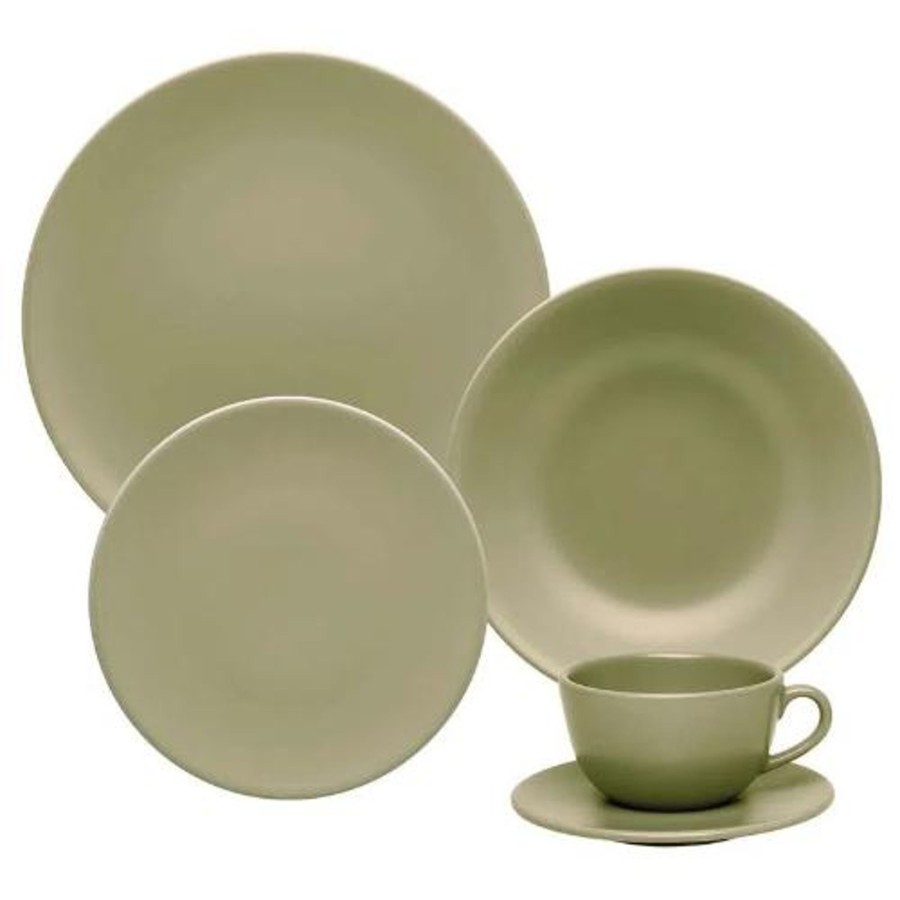 Home oxford | Oxford Unni Olive 20 Pieces Dinnerware Set Service For 4 - Satin Effect Medium Green