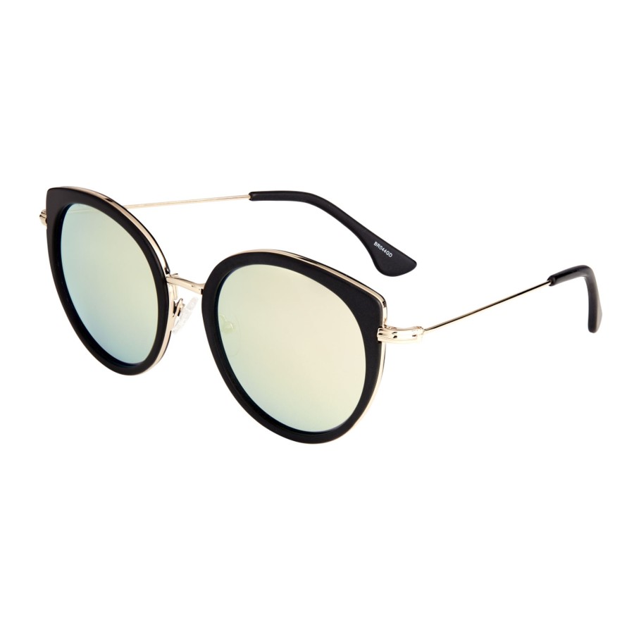 Women bertha Sunglasses | Bertha - Reese Polarized Sunglasses - Black/Gold-Green Light Green