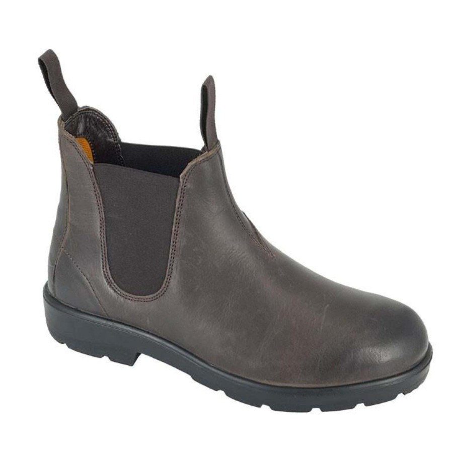 Men roamers Shoes | Roamers - Mens Waxy Leather Chelsea Boots Dark Brown