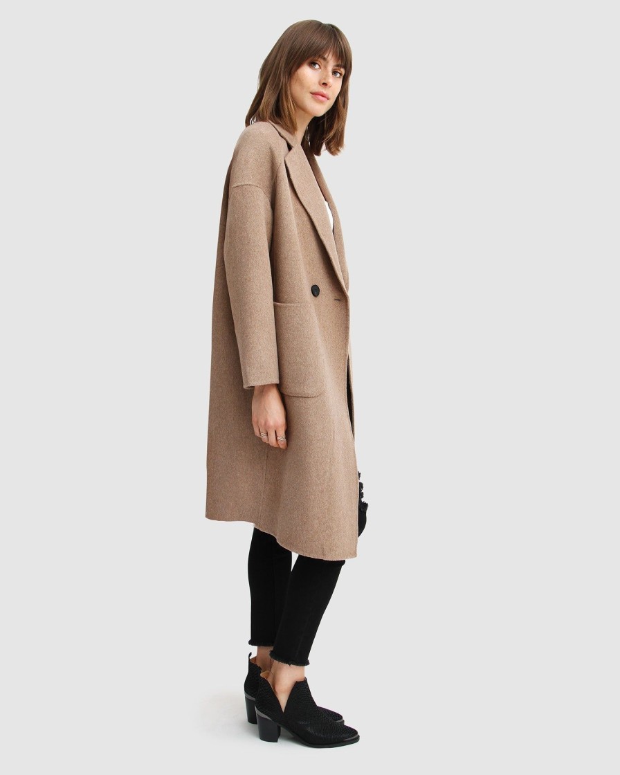 Women belle & bloom Coats & Jackets | Belle & Bloom Publisher Double Breasted Wool Blend Coat Medium Beige