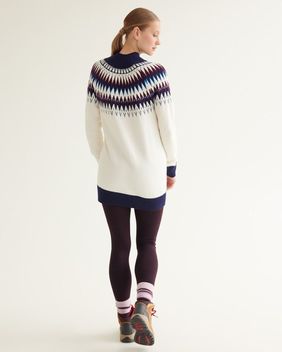 Women hyba Hyba Activewear | Long-Sleeve Tunic Sweater With Fair-Isle Pattern Snow White