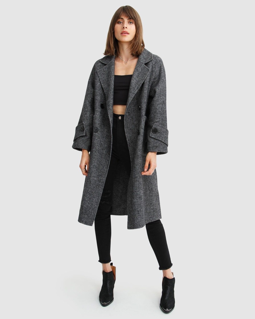 Women belle & bloom Coats & Jackets | Belle & Bloom Rumour Has It Oversized Wool Blend Coat Dark Grey