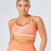 Women twill active Active Tops | Twill Active - Recycled Colour Block Body Fit Seamless Sports Bra - Coral Dark Orange