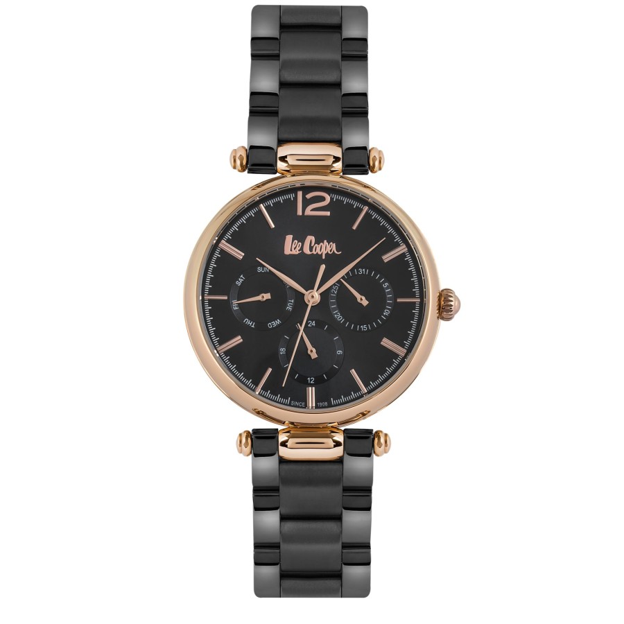 Women lee cooper Watches | Lee Cooper-Women'S Gold 35Mm Watch W/Silver Dial Black