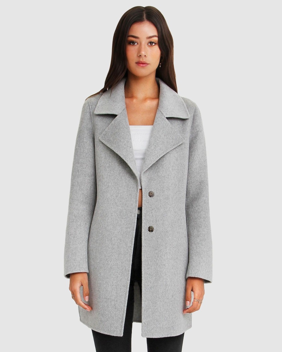 Women belle & bloom Coats & Jackets | Belle & Bloom New Fit Ex Boyfriend Wool Blend Oversized Jacket Light Grey