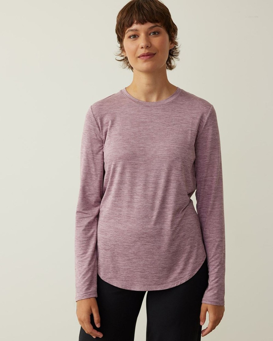 Women hyba Hyba Activewear | Long-Sleeve Crew-Neck Tee - Dry Lux Hyba Essentials Rose Tan