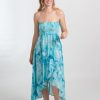 Women koy resort Dresses & Jumpsuits | Koy Resort Aquarelle Tie Dye Convertible Bandeau Dress Medium Blue