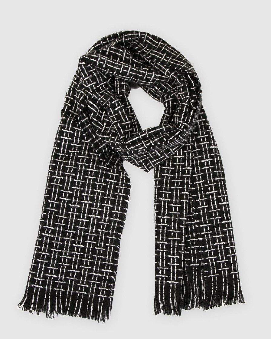 Women belle & bloom Hats, Gloves, & Scarves | Belle & Bloom Downtown Textured Scarf Black