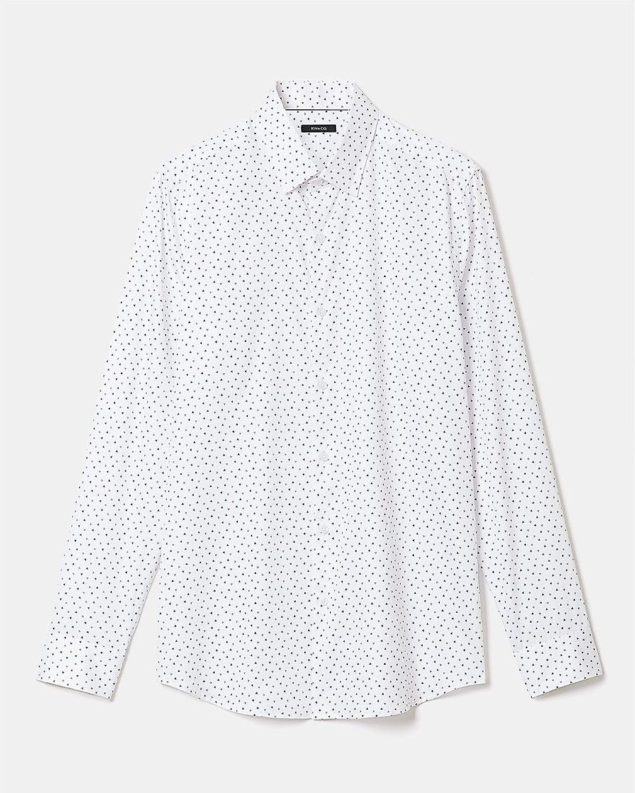 Men r.w. & co. Shirts | Slim-Fit Dress Shirt With Micro Geo Print Bright White