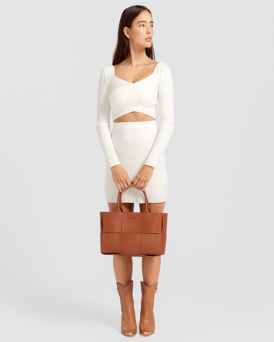 Women belle & bloom Skirts | Belle & Bloom C'Est Belle Knit Mini Skirt White