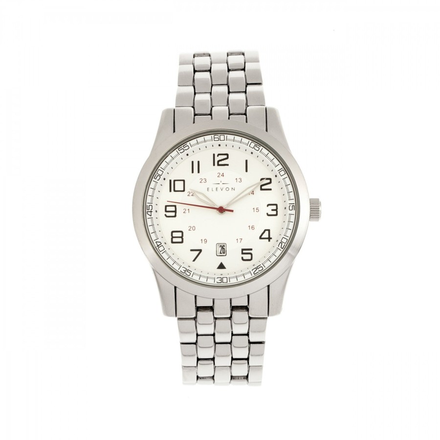 Men elevon Watches | Elevon - Garrison Bracelet Watch W/Date - Silver/Black White