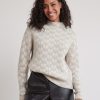 Women r.w. & co. Tops | Long-Sleeve Mock-Neck Jacquard Sweater Light Burro Mix Multi.