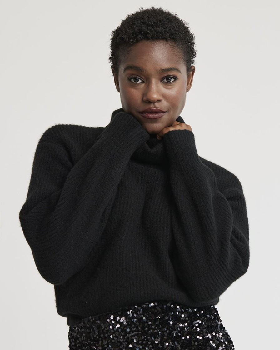 Women r.w. & co. Sweaters & Cardigans | Merino-Blend Turtleneck Sweater Black