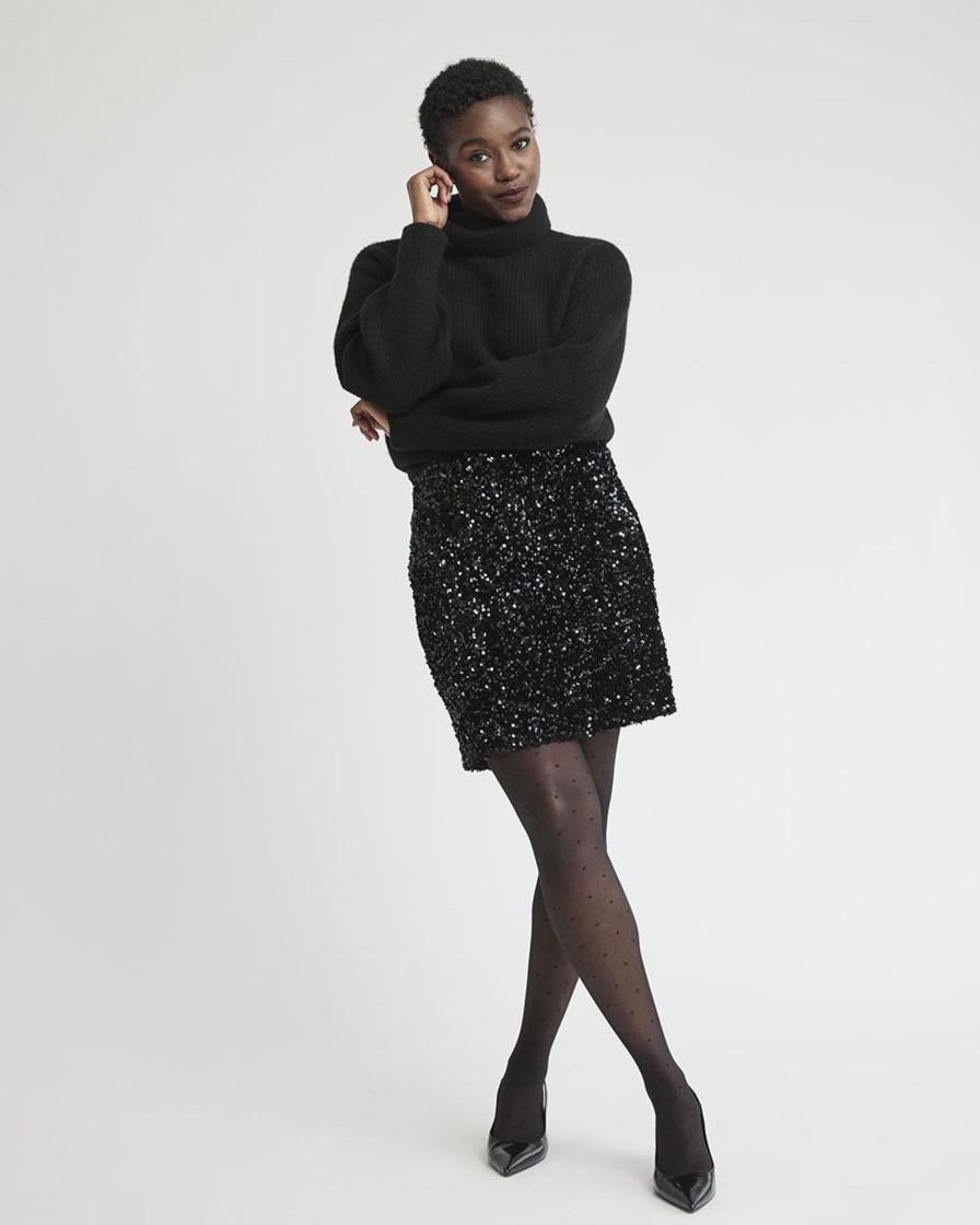 Women r.w. & co. Sweaters & Cardigans | Merino-Blend Turtleneck Sweater Black