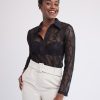 Women r.w. & co. Blouses & Shirts | Long-Sleeve Buttoned-Down Lace Blouse Black