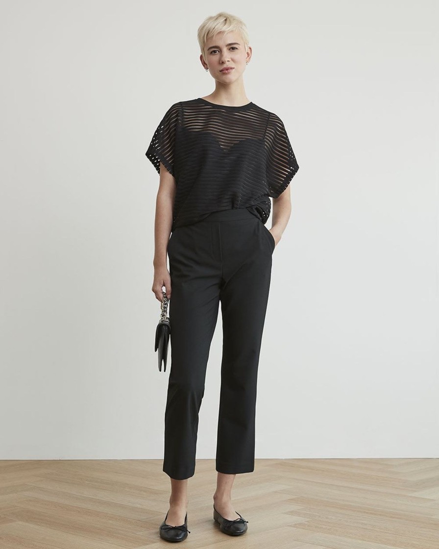 Women r.w. & co. Suits | Mid-Rise Straight-Ankle-Leg Twill Pant Black