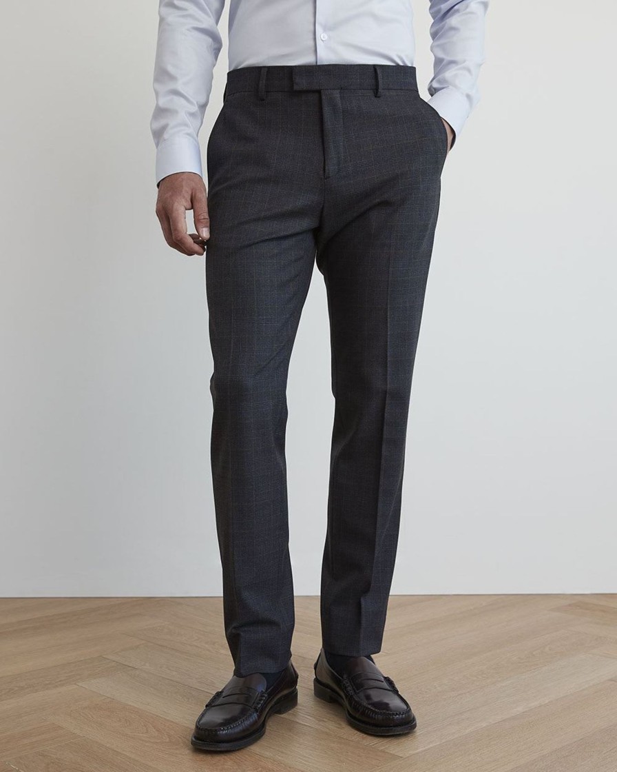 Men r.w. & co. Pants | Blue Checkered Suit Pant Ombre Blue