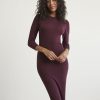 Women r.w. & co. Dresses & Jumpsuits | Fitted Elbow-Sleeve Midi Dress With Back Cut Out Winetasting