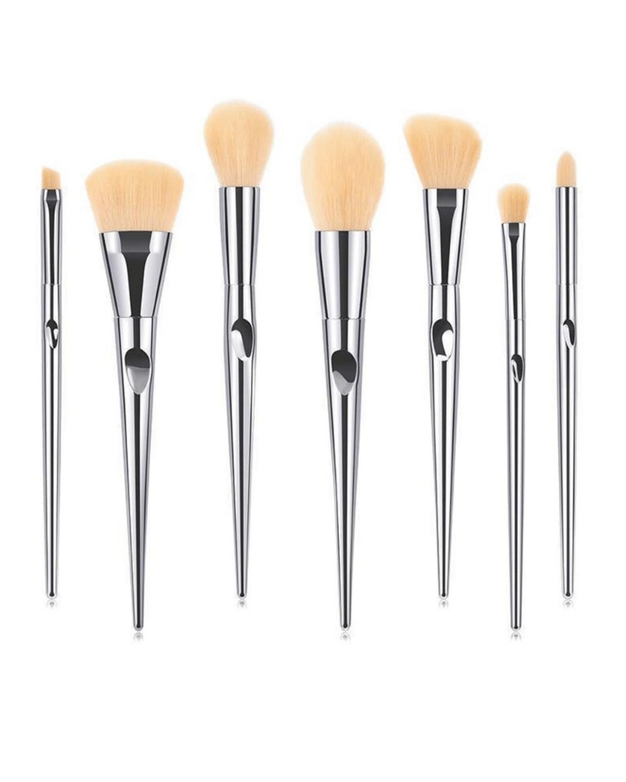 Women loola cosmetics | Loola Cosmetics - 7Pcs Make Up Brush Set Silver