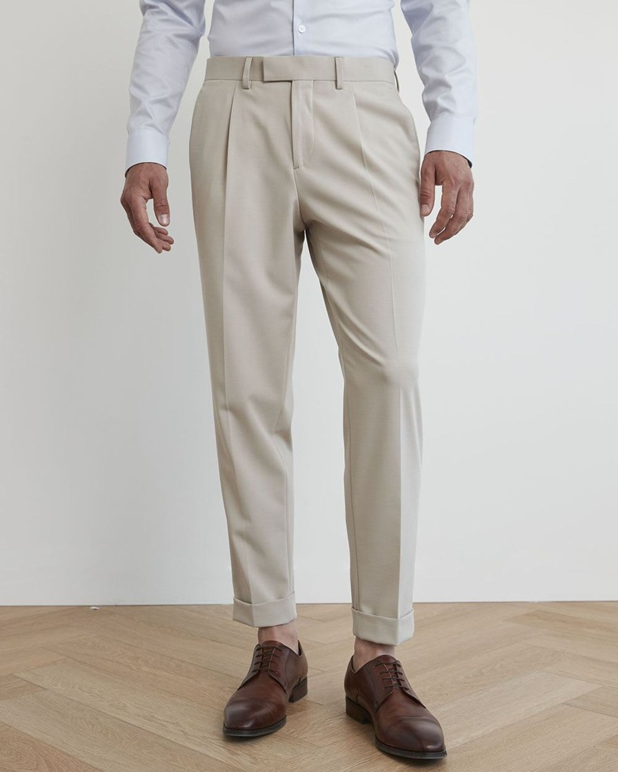 Men r.w. & co. Suits | Pleated Solid Tapered-Leg Suit Pant Light Beige