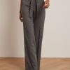 Women r.w. & co. Pants | Wide-Leg Mid-Rise Flannel Pant With Sash Grey Camel Stripe