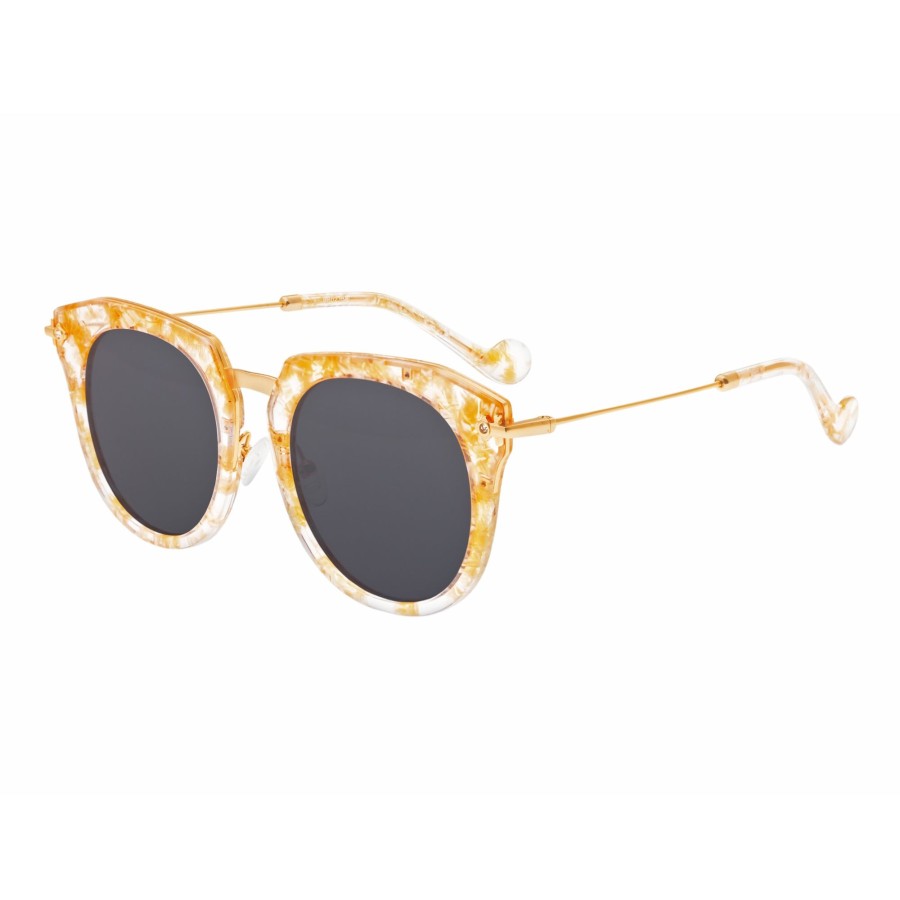 Women bertha Sunglasses | Bertha - Aaliyah Polarized Sunglasses - Peach Tortoise/ Black