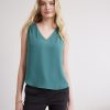 Women r.w. & co. Tops | Silky Crepe V-Neck Cami Sea Pine