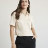 Women r.w. & co. Blouses & Shirts | Short-Sleeve Buttoned-Down Textured Blouse Whitescape