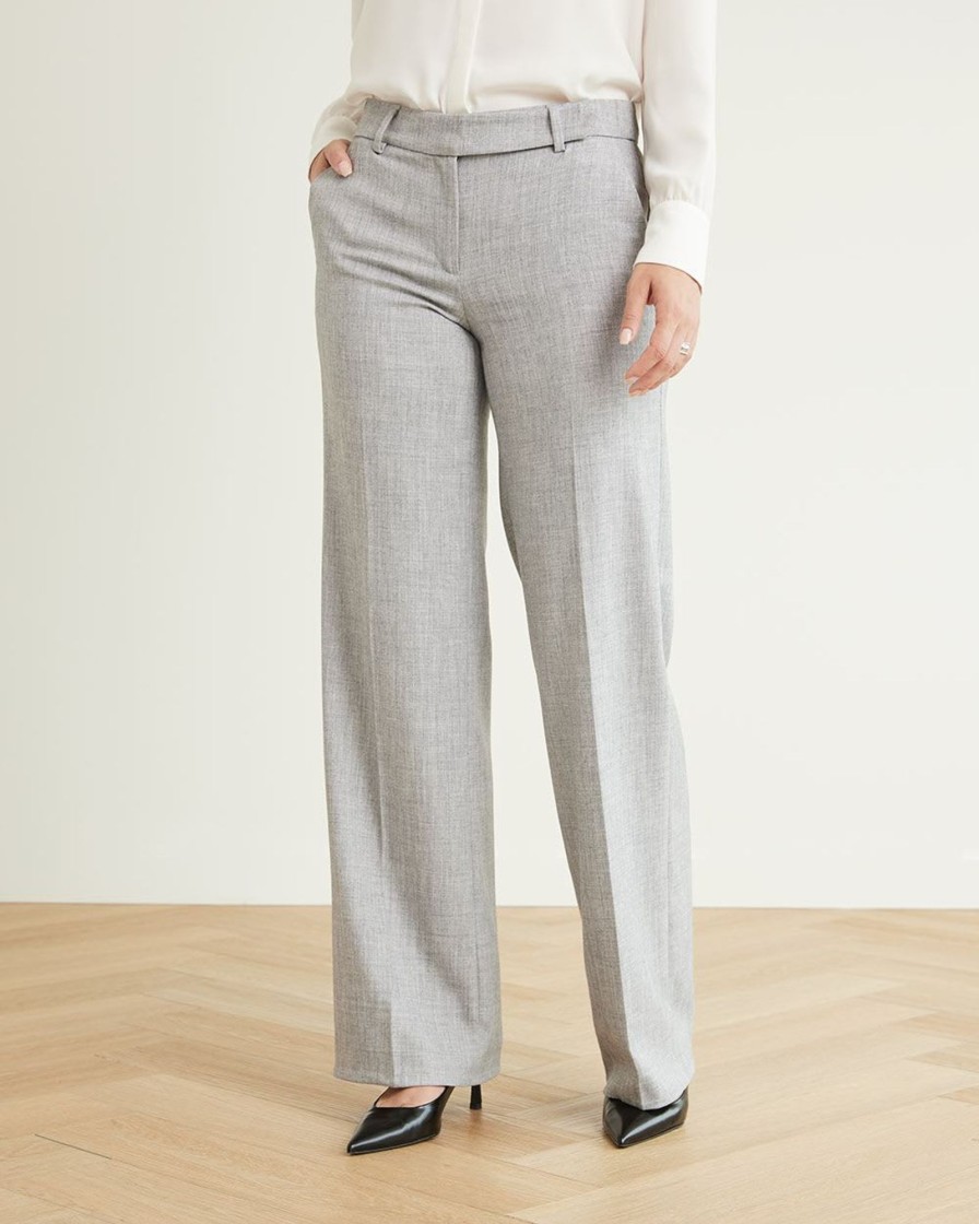 Women r.w. & co. Suits | Wide-Leg Mid-Rise Light Grey Pant Light Htr Grey-Sw