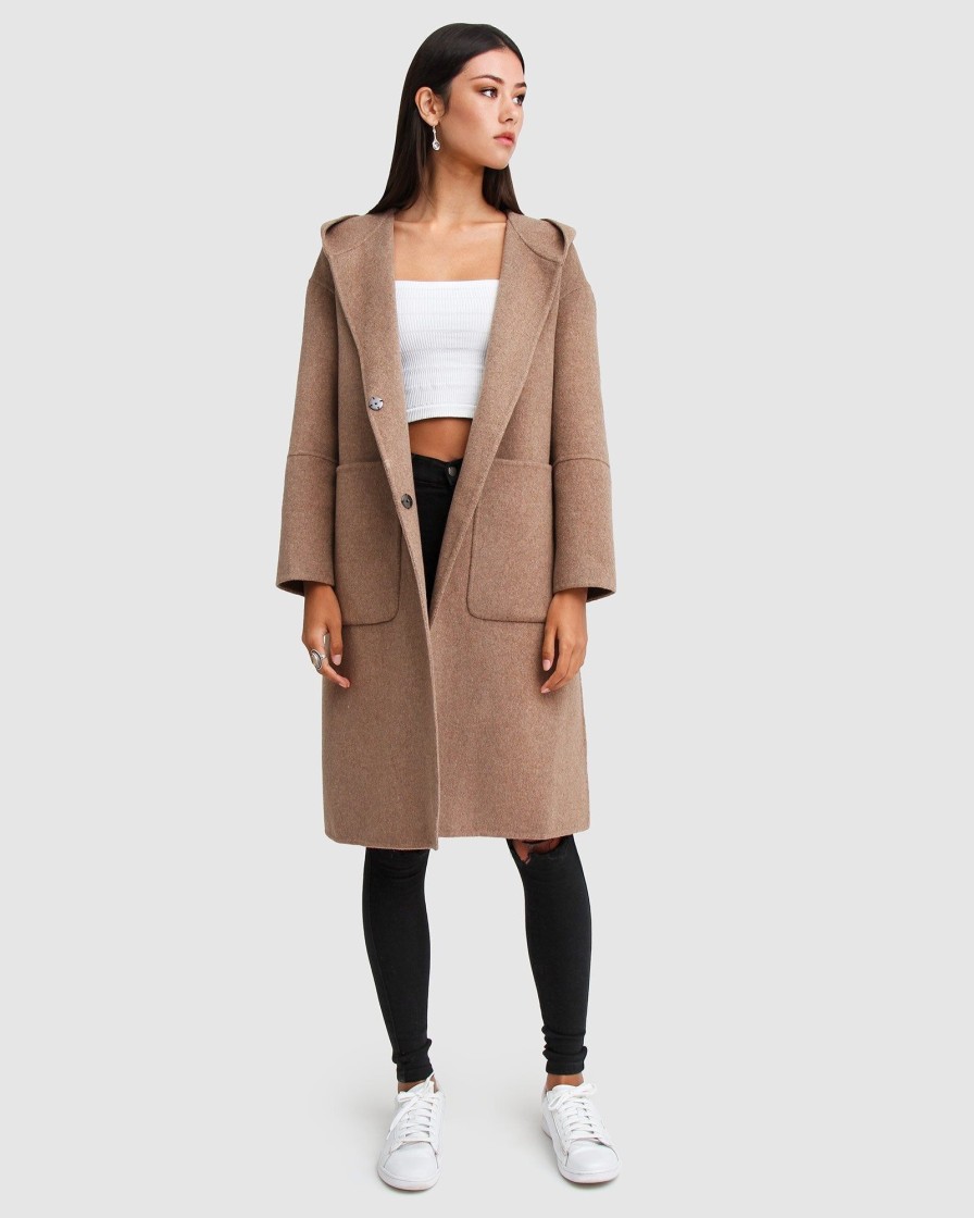 Women belle & bloom Coats & Jackets | Belle & Bloom Walk This Way Wool Blend Oversized Coat Medium Brown