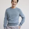 Men r.w. & co. Sweaters & Cardigans | Long-Sleeve Crew-Neck Sweater With Neps Windward Blue