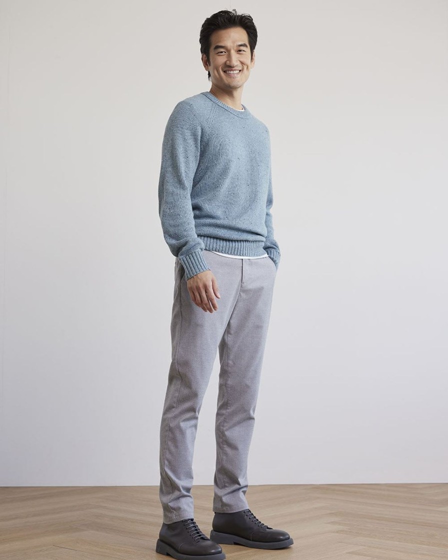 Men r.w. & co. Sweaters & Cardigans | Long-Sleeve Crew-Neck Sweater With Neps Windward Blue