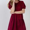 Women english factory Dresses & Jumpsuits | English Factory - Knit Woven Mixed Dress Dark Red