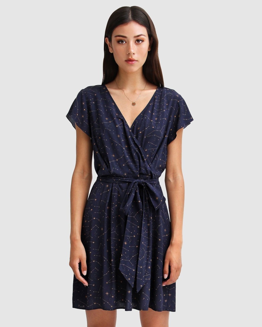 Women belle & bloom Dresses & Jumpsuits | Belle & Bloom I'M The Star Wrap Dress Dark Blue