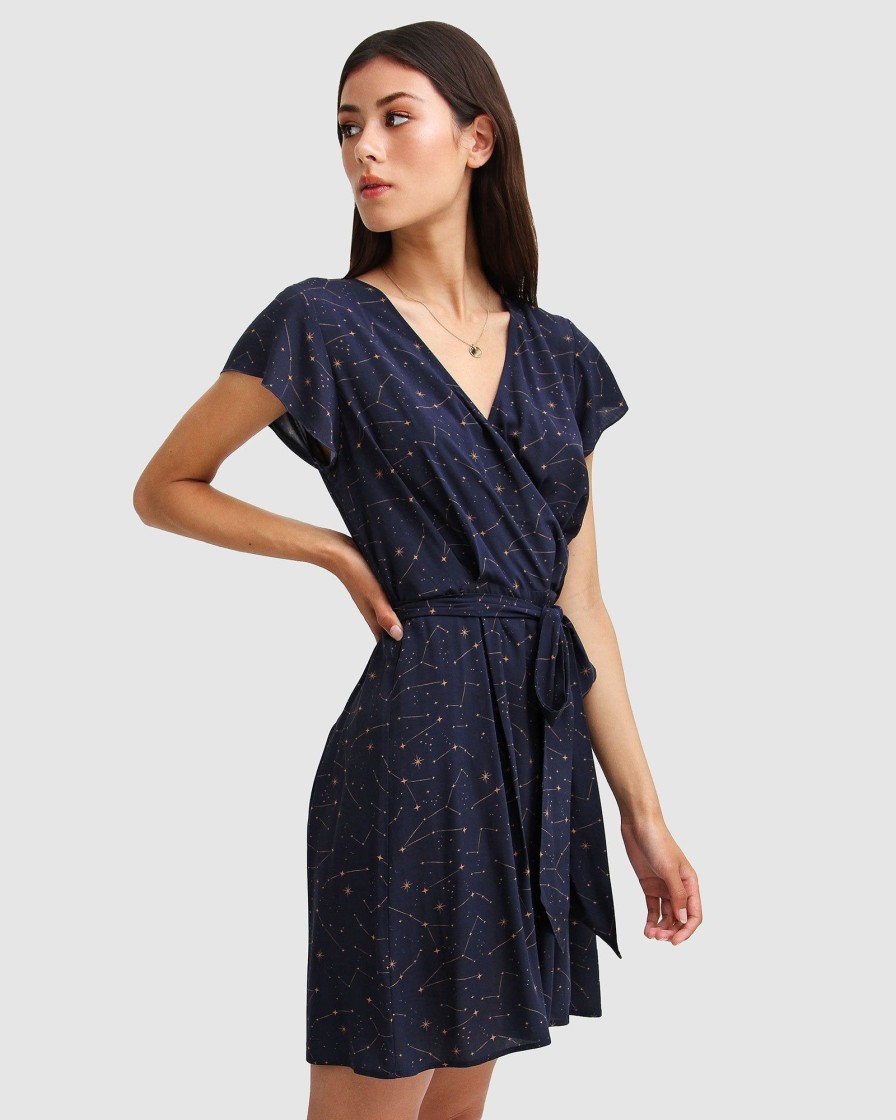 Women belle & bloom Dresses & Jumpsuits | Belle & Bloom I'M The Star Wrap Dress Dark Blue