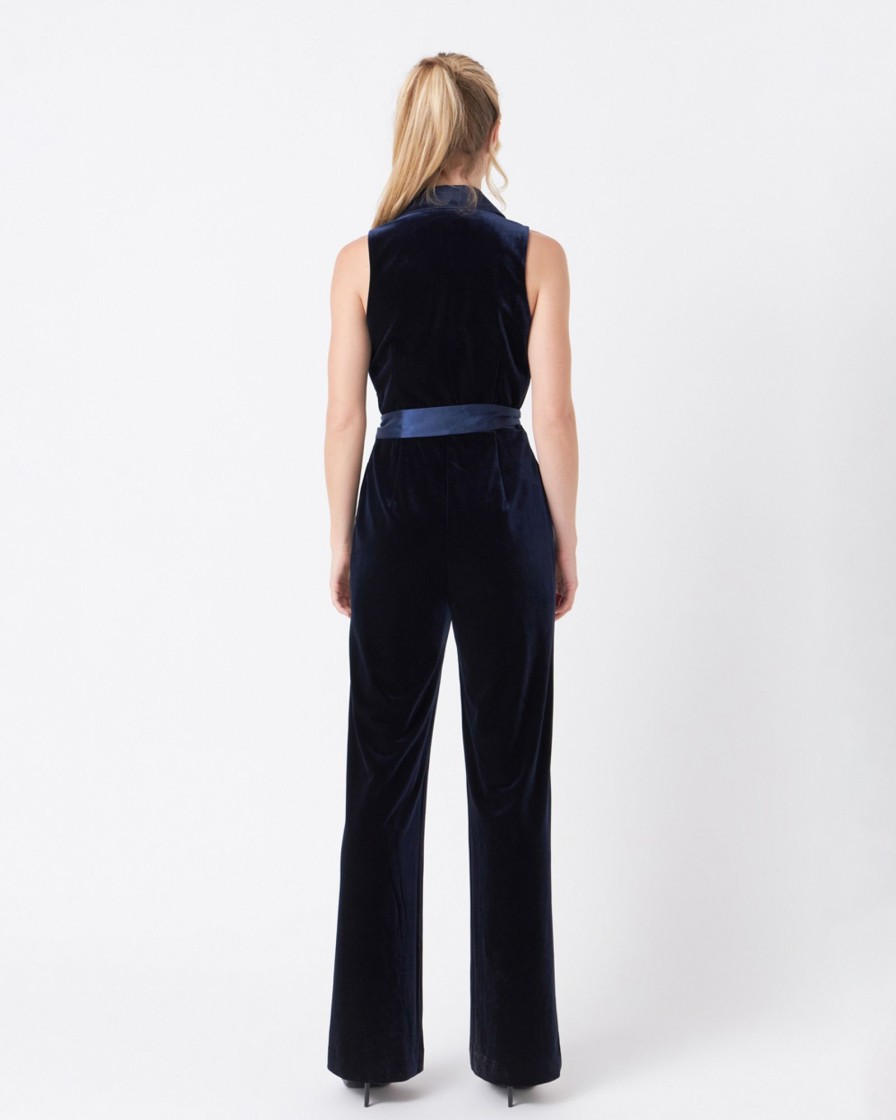 Women endless rose Dresses & Jumpsuits | Endless Rose - Sleeveless Velvet Jumpsuit Dark Blue