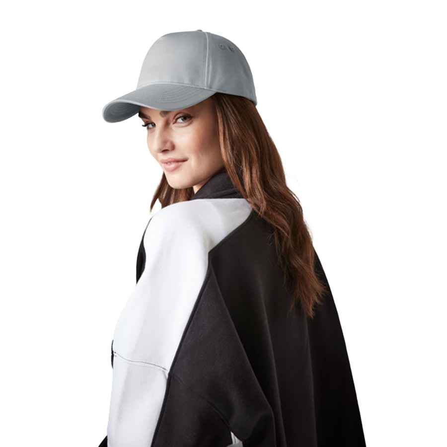 Women beechfield Hats, Gloves, & Scarves | Beechfield - 5 Panel Baseball Cap Light Grey