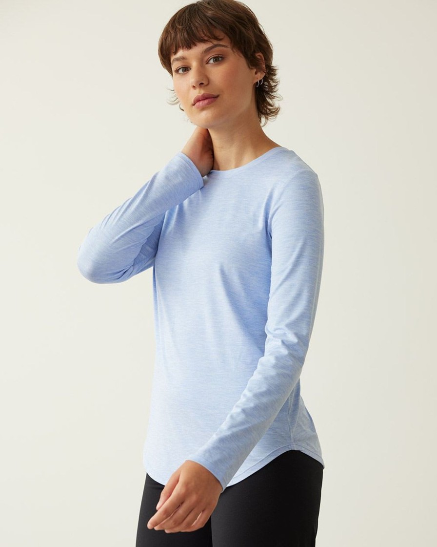 Women hyba Hyba Activewear | Long-Sleeve Crew-Neck Tee - Dry Lux Hyba Essentials Abyss