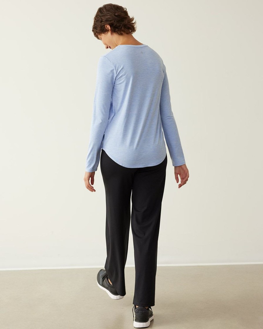 Women hyba Hyba Activewear | Long-Sleeve Crew-Neck Tee - Dry Lux Hyba Essentials Abyss