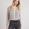 Women r.w. & co. Sweaters & Cardigans | Tweed Long-Sleeve Crew-Neck Cropped Cardigan Black Multi