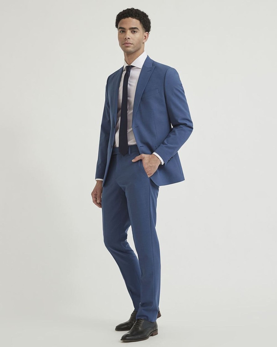 Men r.w. & co. Suits | Slim Fit Blue Wool Traveler Suit Pant Teal Blue-Sw